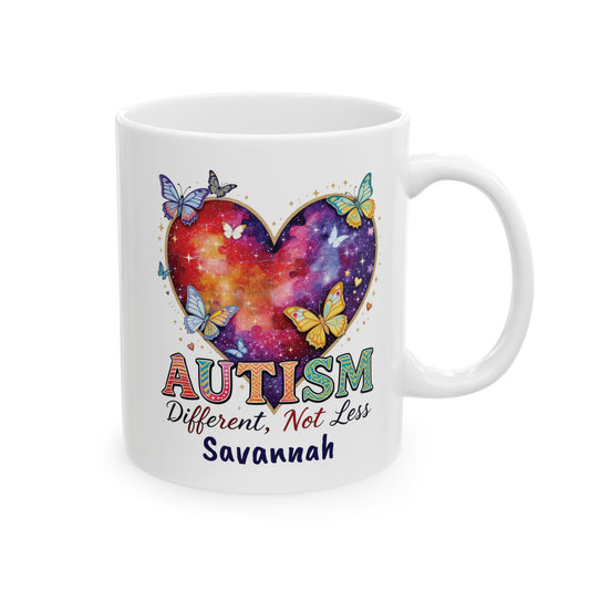 Autism Awareness Different Not Less Heart Mug