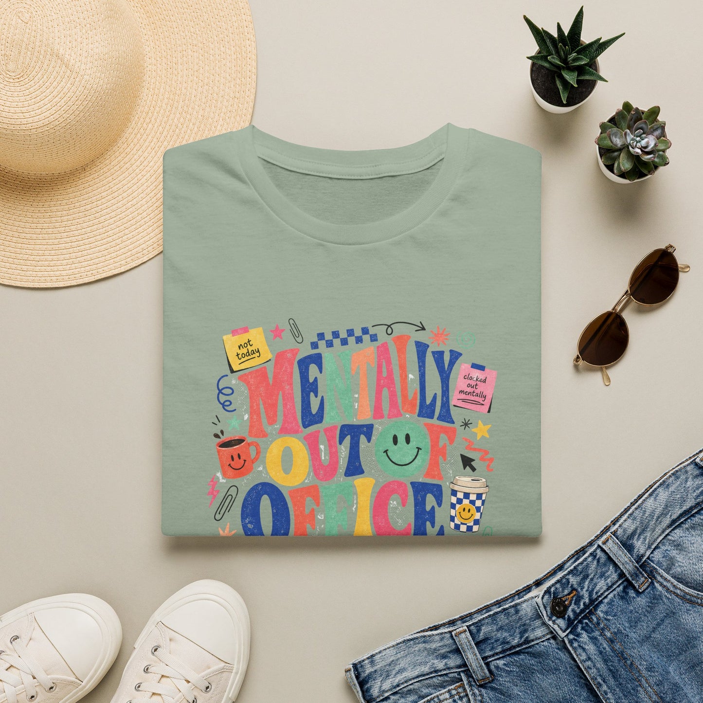 Mentally Out Of Office T-Shirt | Colorful Retro Graphic