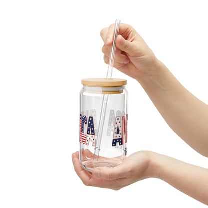American Flag Lettering Sipper Glass | 16oz