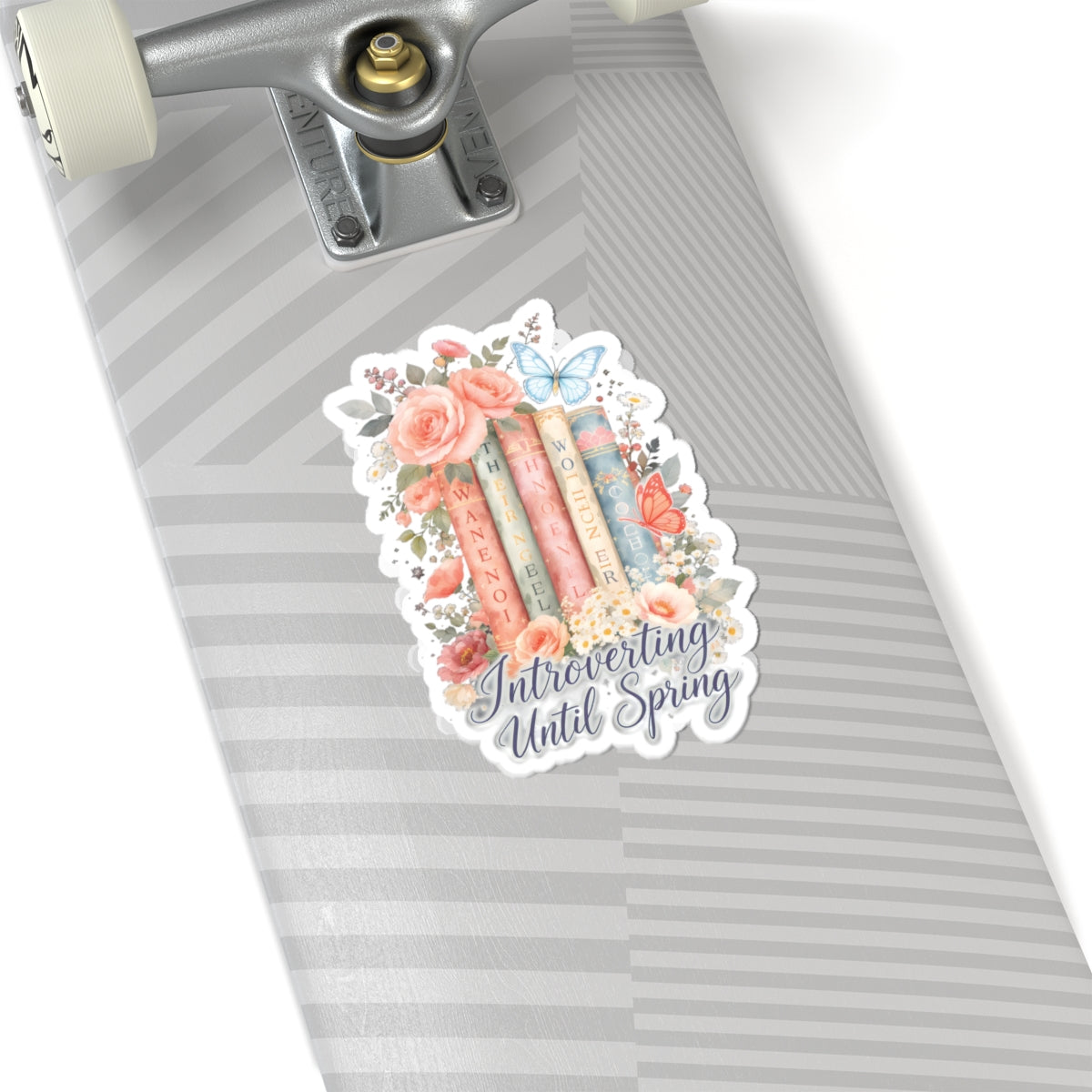 Introverting Until Spring sticker | kiss-cut book floral butterfly