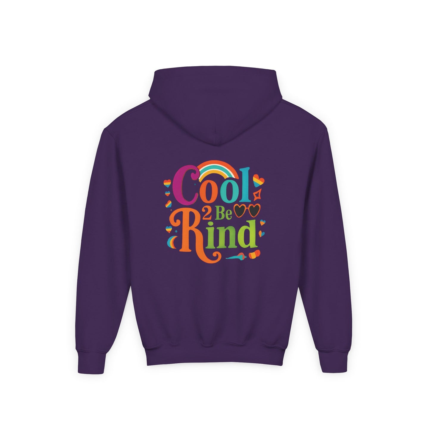 Cool 2 Be Kind Hoodie | Youth Hooded Sweatshirt, Colorful Rainbow Kindness Design