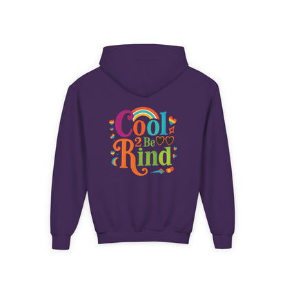 Cool 2 Be Kind Hoodie | Youth Hooded Sweatshirt, Colorful Rainbow Kindness Design