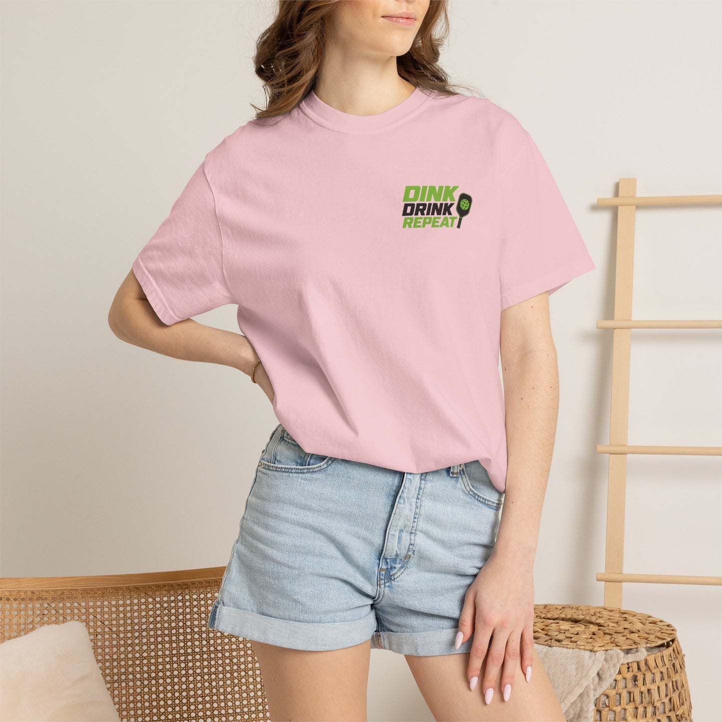 Dink Drink Repeat T-shirt | Pickleball Paddle Graphic