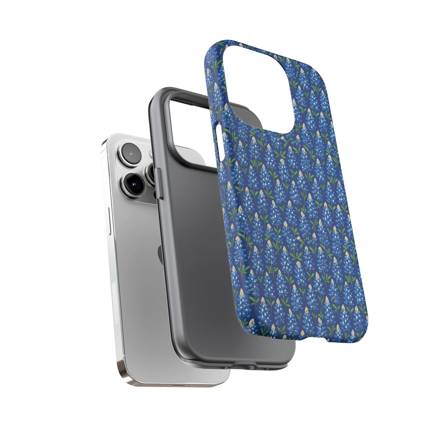 Phone Case, Texas Bluebonnet Tough Case, Navy Floral Phone Cover, Protective iPhone Case, Samsung Galaxy Case, Texas Wildflower Gift