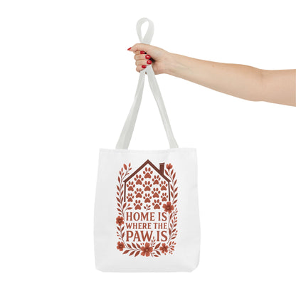 Home is Where the Paw Is Tote Bag | Pet Lover Gift, Floral Design, Animal Lover Accessory, Eco-Friendly Shopping Bag, Dog Mom Tote
