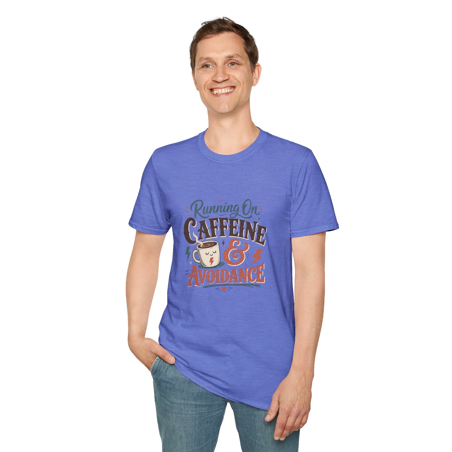 Running On Caffeine & Avoidance T-Shirt | Funny Coffee Quote Tee