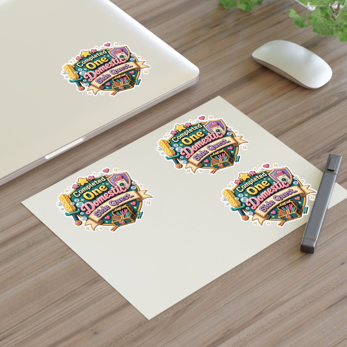 Completed One Domestic Side Quest Sticker Sheet | Cute Achievement Badge Stickers