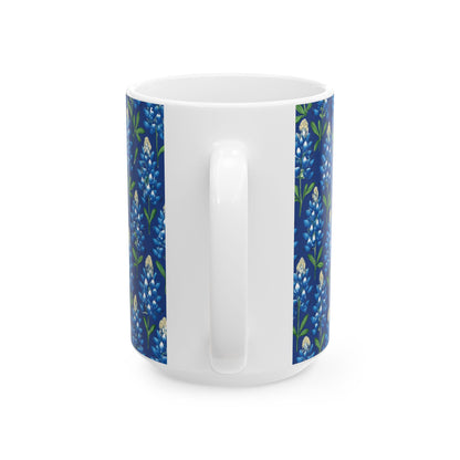Texas Bluebonnet Ceramic Mug, Floral Pattern Coffee Cup, Southwestern Drinkware, Botanical Tea Mug, Gift for Gardeners, Home Decor
