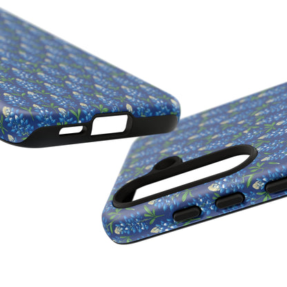 Phone Case, Texas Bluebonnet Tough Case, Navy Floral Phone Cover, Protective iPhone Case, Samsung Galaxy Case, Texas Wildflower Gift