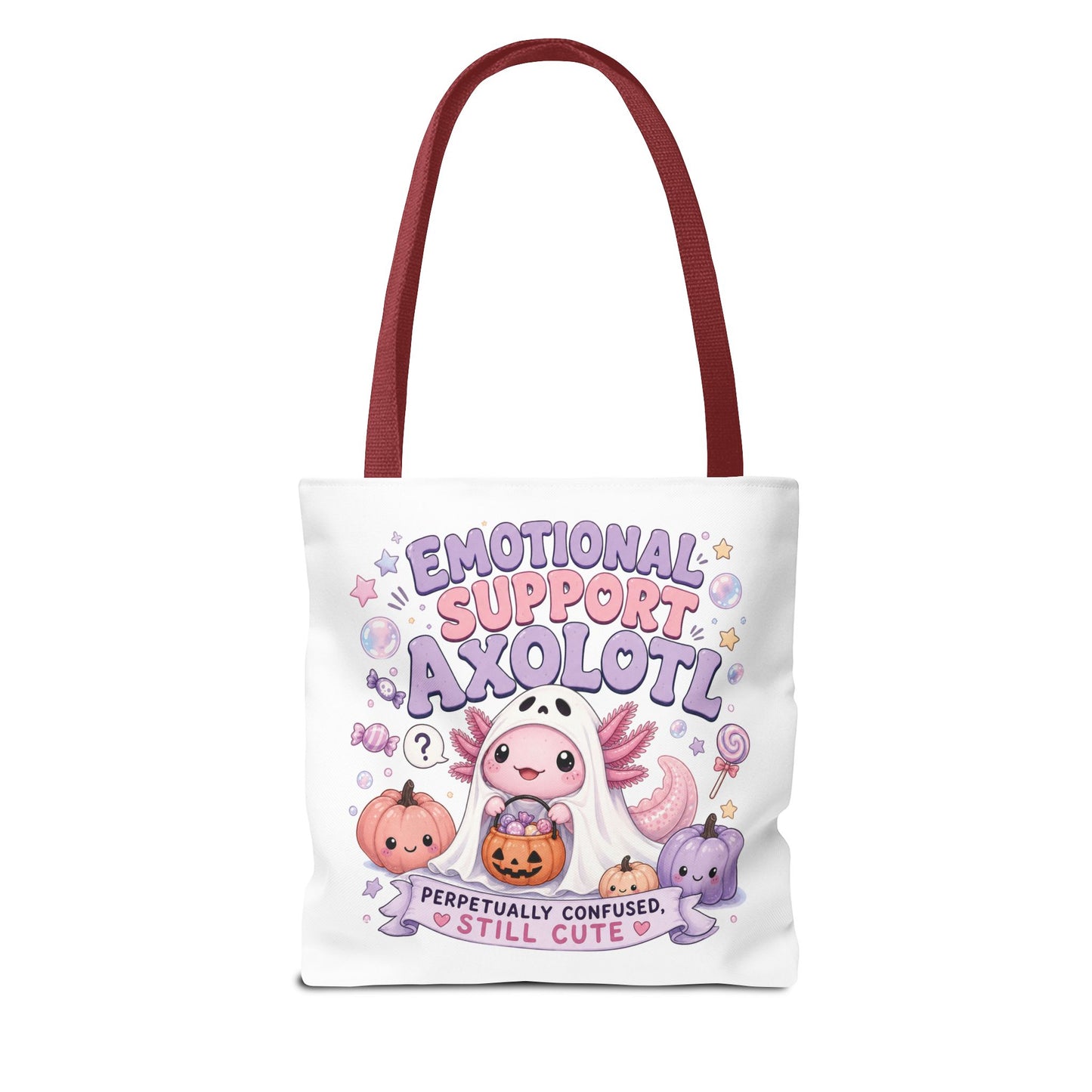 Emotional Support Axolotl Tote Bag | Cute Pastel Summerween Illustration