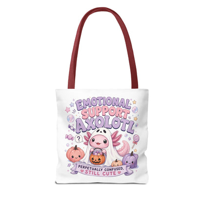 Emotional Support Axolotl Tote Bag | Cute Pastel Summerween Illustration