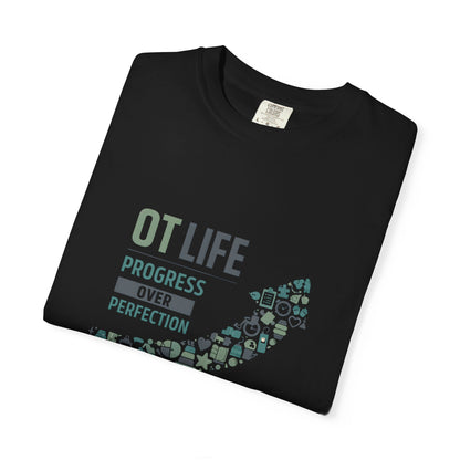 OT Life Progress Over Perfection T-Shirt | Occupational Therapy Arrow Design