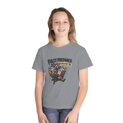 Fully Prepared Raccoon Supplies T-Shirt | Funny Back-to-School Kids Tee