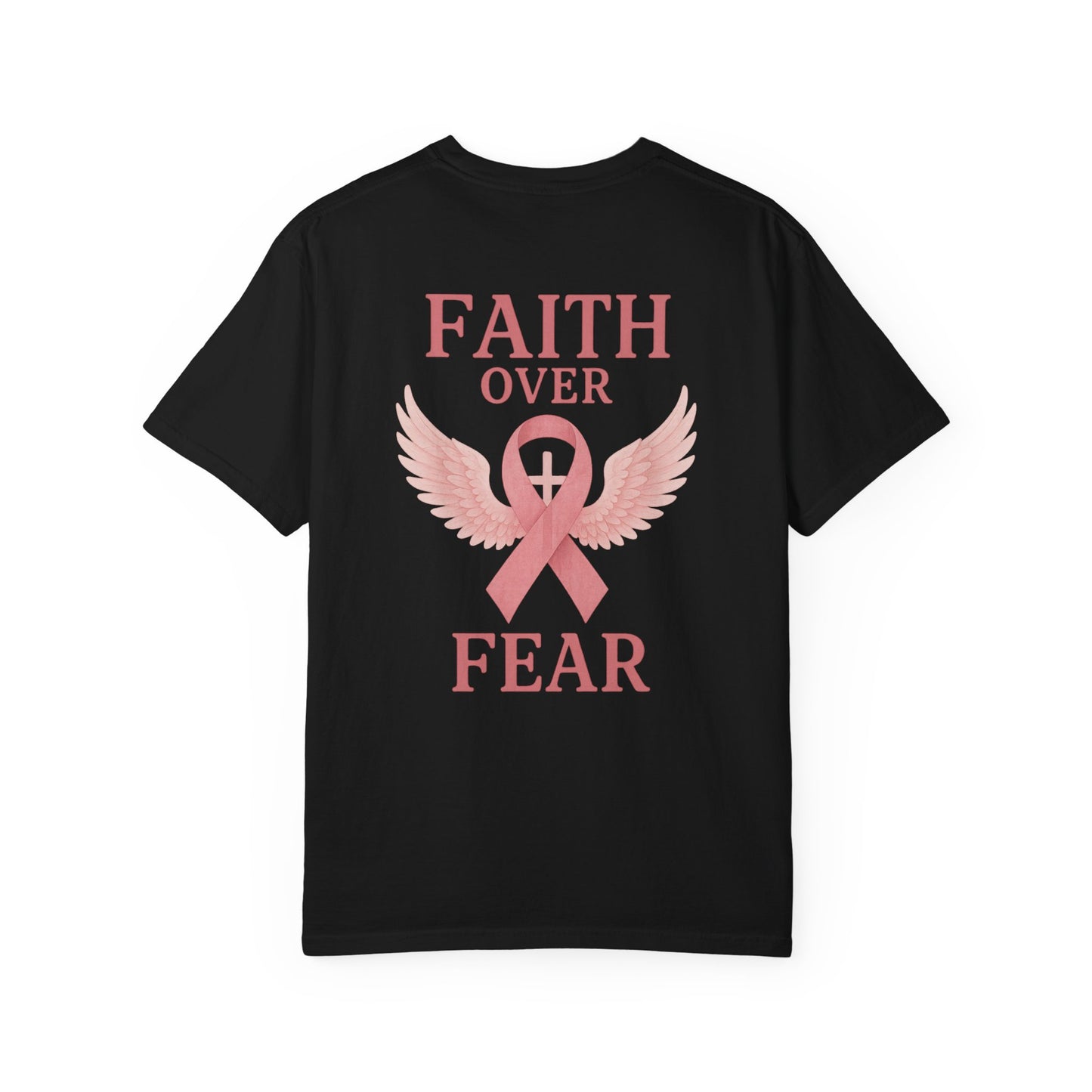 Faith Over Fear Angel Wings T-shirt, Breast Cancer Awareness Tee, Unisex Shirt, Religious Gift, Inspirational Clothing