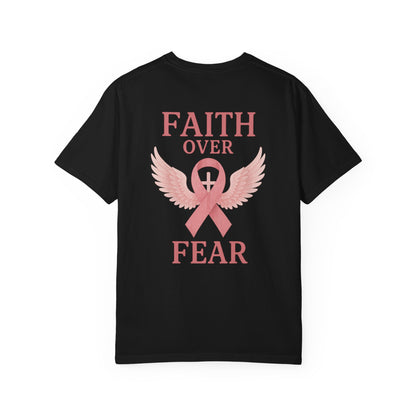 Faith Over Fear Angel Wings T-shirt, Breast Cancer Awareness Tee, Unisex Shirt, Religious Gift, Inspirational Clothing