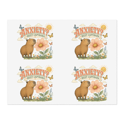 Anxiety? Meet Capybara Sticker Sheet | Cute Capybara Floral Decal