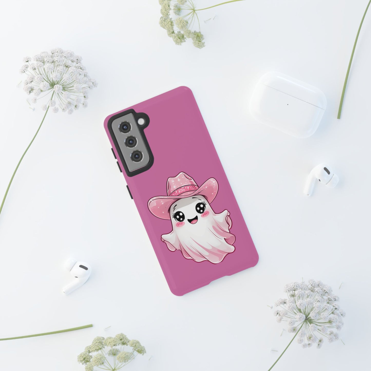 Cute Ghost Phone Case - Fun, Whimsical, Kawaii, Halloween, Gift Idea, Pink Ghost Design