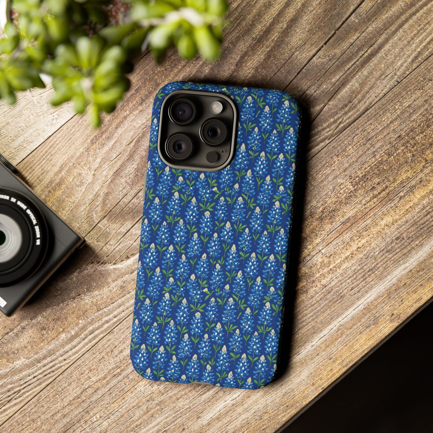 Phone Case, Texas Bluebonnet Tough Case, Navy Floral Phone Cover, Protective iPhone Case, Samsung Galaxy Case, Texas Wildflower Gift