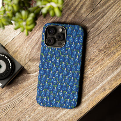 Phone Case, Texas Bluebonnet Tough Case, Navy Floral Phone Cover, Protective iPhone Case, Samsung Galaxy Case, Texas Wildflower Gift