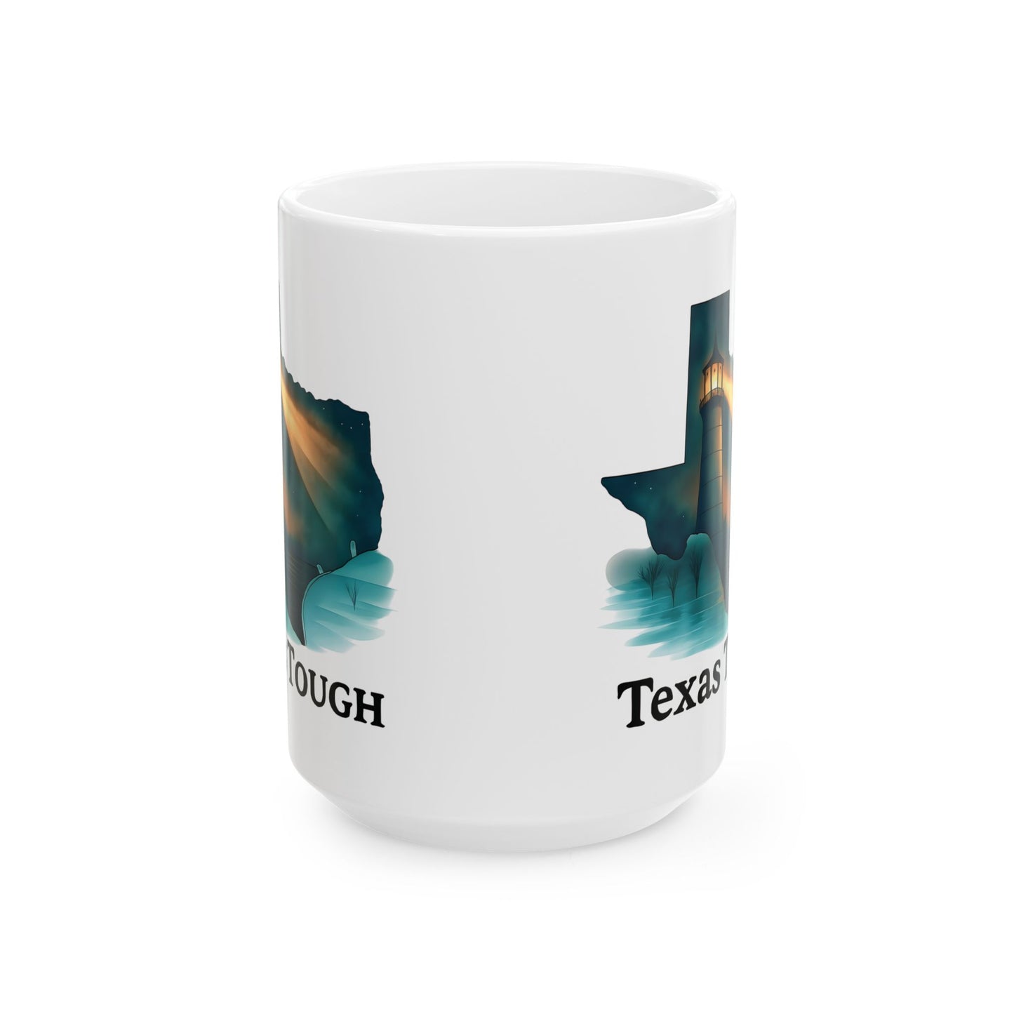 Ceramic Mug, Texas Tough Lighthouse Pride Coffee Cup, Floodwaters Resilience Gift, 11oz 15oz Tea Mugs, Lone Star State Kitchen Decor,