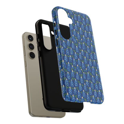 Phone Case, Texas Bluebonnet Tough Case, Navy Floral Phone Cover, Protective iPhone Case, Samsung Galaxy Case, Texas Wildflower Gift