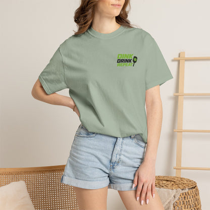 Dink Drink Repeat T-shirt | Pickleball Paddle Graphic
