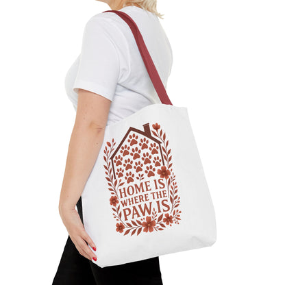 Home is Where the Paw Is Tote Bag | Pet Lover Gift, Floral Design, Animal Lover Accessory, Eco-Friendly Shopping Bag, Dog Mom Tote