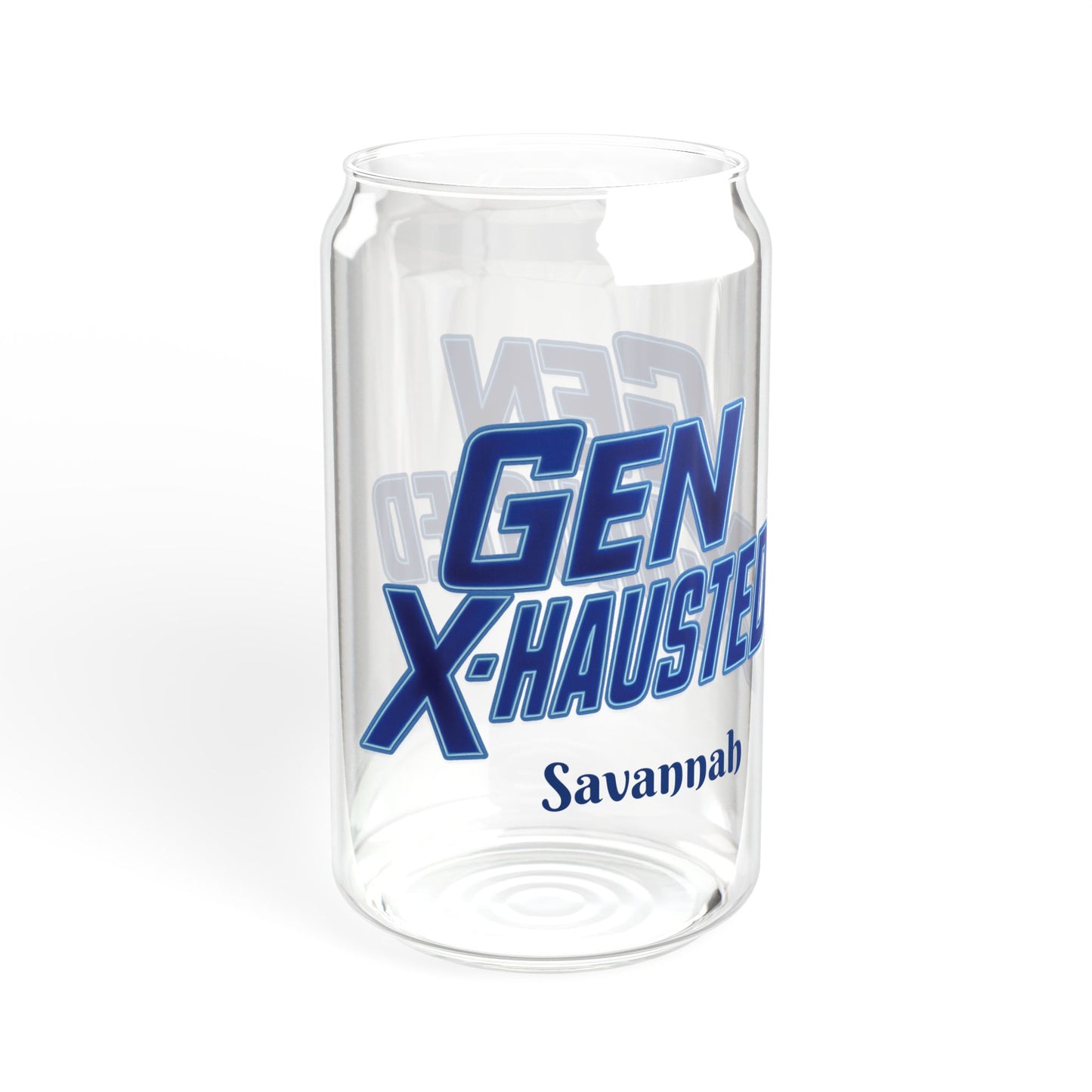 Gen X-Hausted Sipper Glass, Funny 16oz Cup for Generation X, Birthday Gift, Gen X Humor Glassware, Novelty Drinking Glass, Gift for