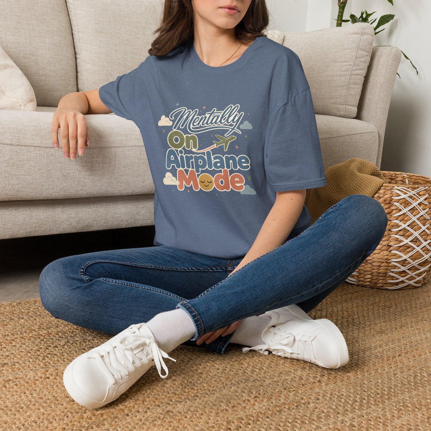 Mentally On Airplane Mode T-Shirt | Travel Plane Graphic
