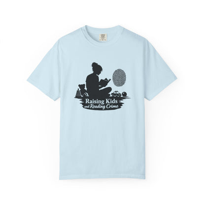 Raising Kids and Reading Crime T-shirt | Mom Reader Detective Design
