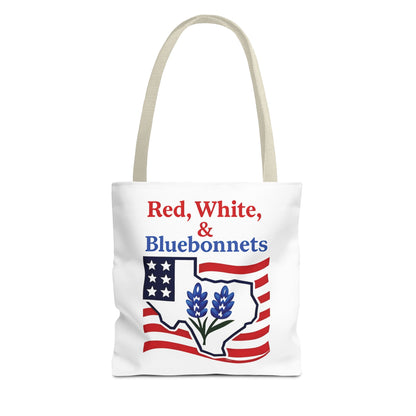 Texas Patriot Tote Bag, Red White and Bluebonnets, Independence Day Accessory, Summer Travel Bag, Gift for Texans, Stylish Grocery Tote