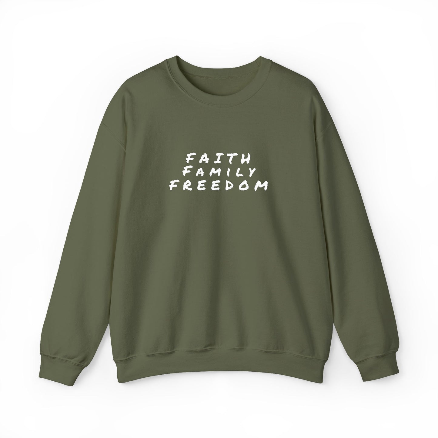 Faith Family Freedom Sweatshirt, Religious Pullover Jumper, Christian Crewneck, Inspirational Sweatshirt, Unisex Religious Shirt, Faith
