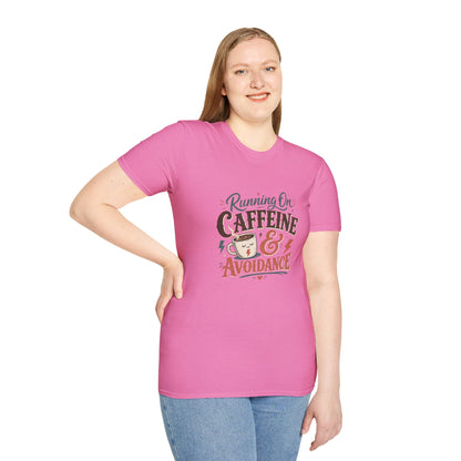 Running On Caffeine & Avoidance T-Shirt | Funny Coffee Quote Tee