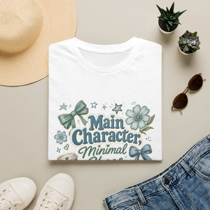 Main Character Minimal Chaos T-Shirt | Floral Bows Stars Design