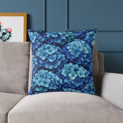 Blue Hydrangea Pattern Pillow | Floral Cushion Cover