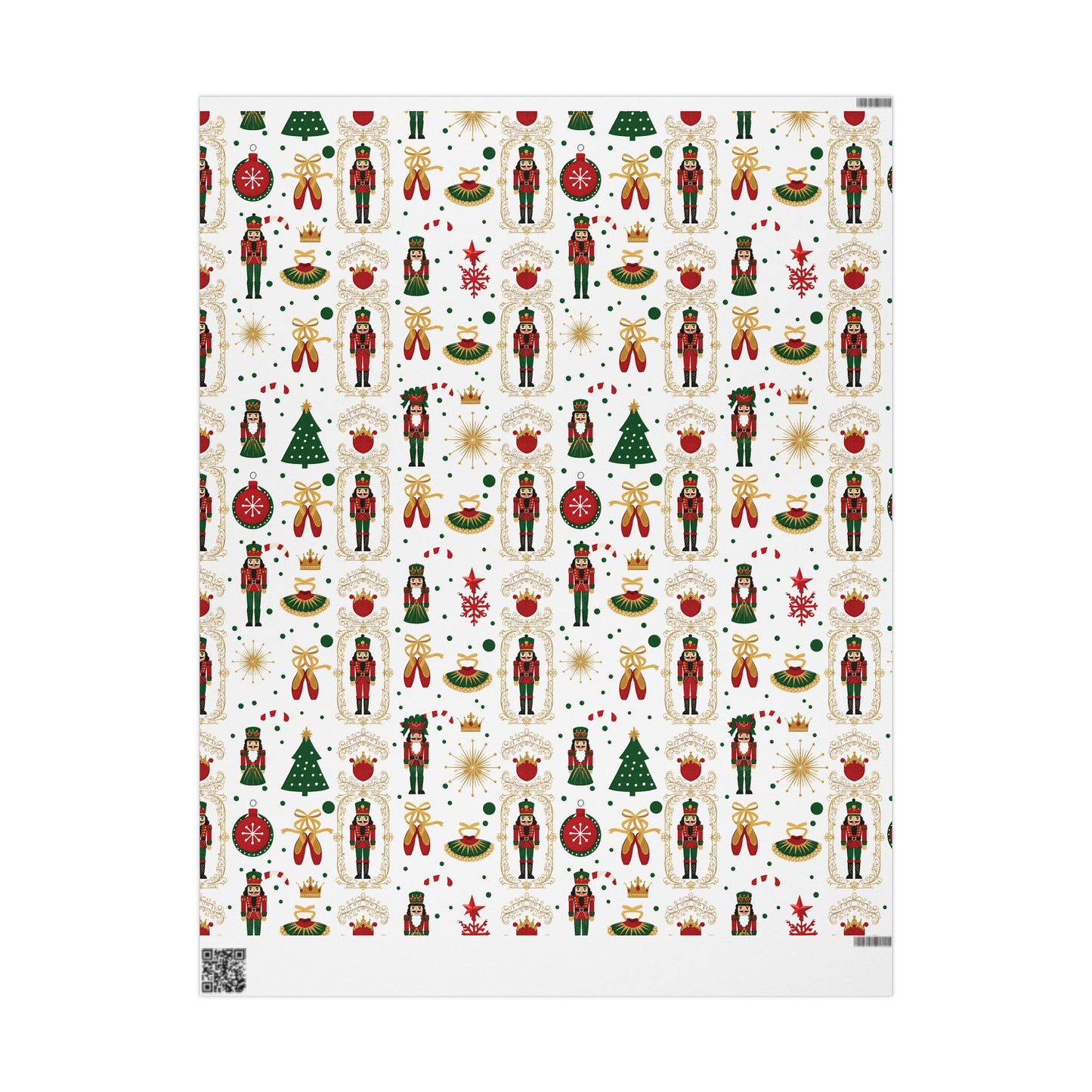 Nutcracker Pattern Wrapping Paper | Christmas Holiday Gift Wrap Roll
