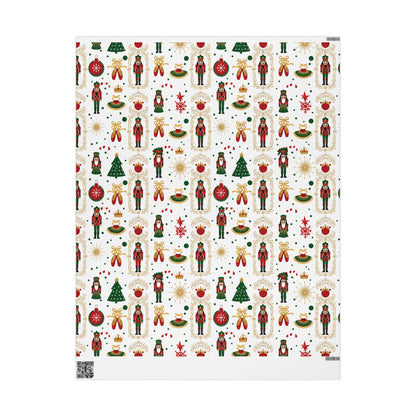 Nutcracker Pattern Wrapping Paper | Christmas Holiday Gift Wrap Roll