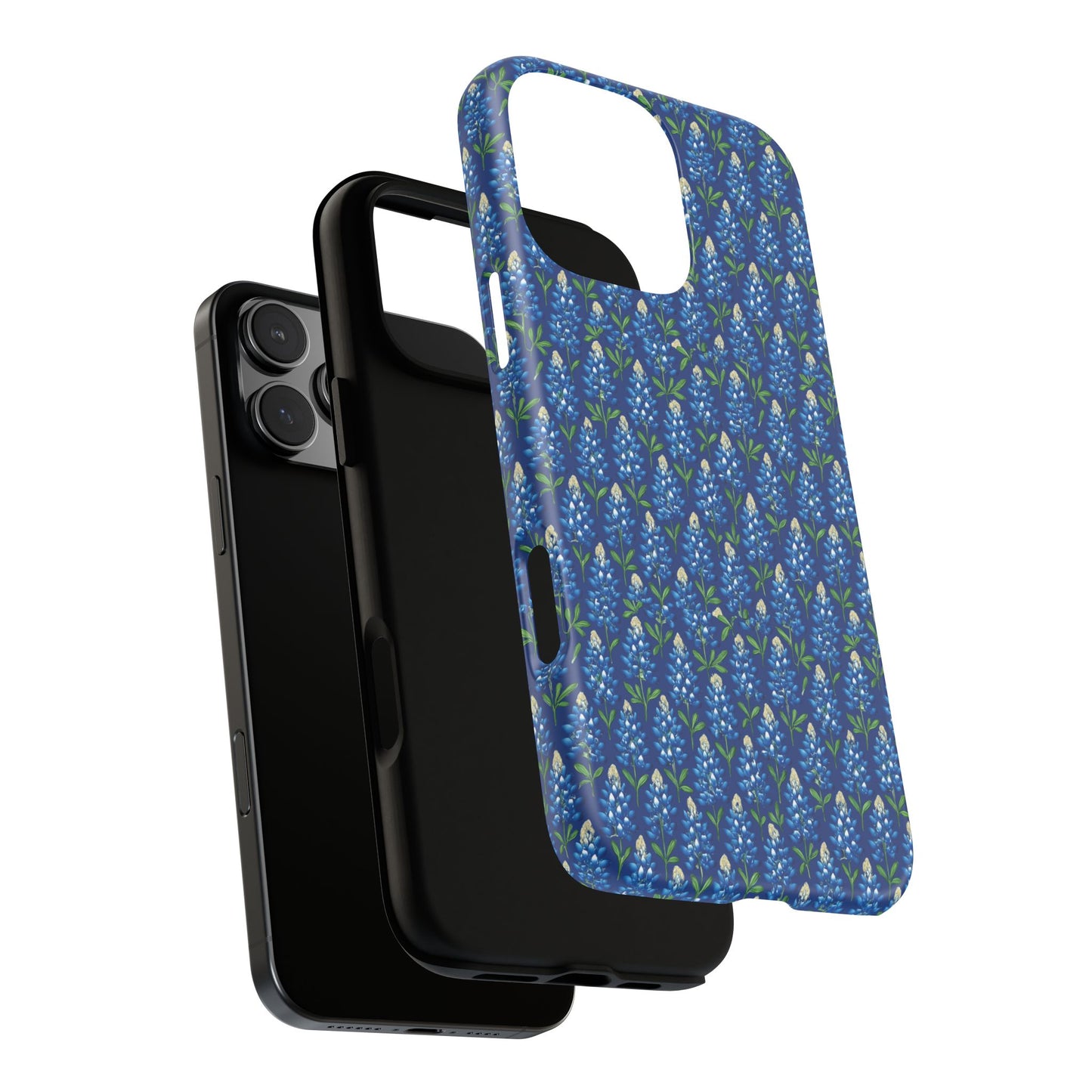 Phone Case, Texas Bluebonnet Tough Case, Navy Floral Phone Cover, Protective iPhone Case, Samsung Galaxy Case, Texas Wildflower Gift