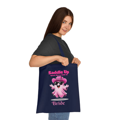 Bride's Ghostly Cotton Tote, Perfect for Bachelorette Parties, Bridal Showers, Halloween, Wedding Planning, Eco-Friendly Tote Bag