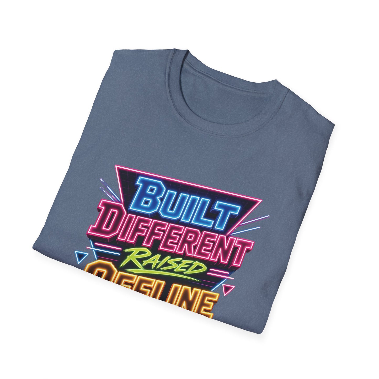 Built Different Raised Offline T-Shirt | Retro 80s Neon Graphic Tee