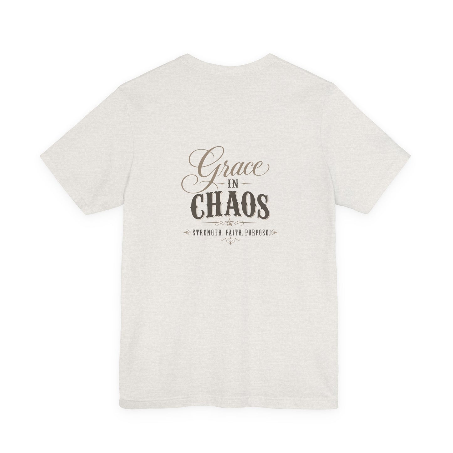 Grace in Chaos Tee | Inspirational scripture typography shirt