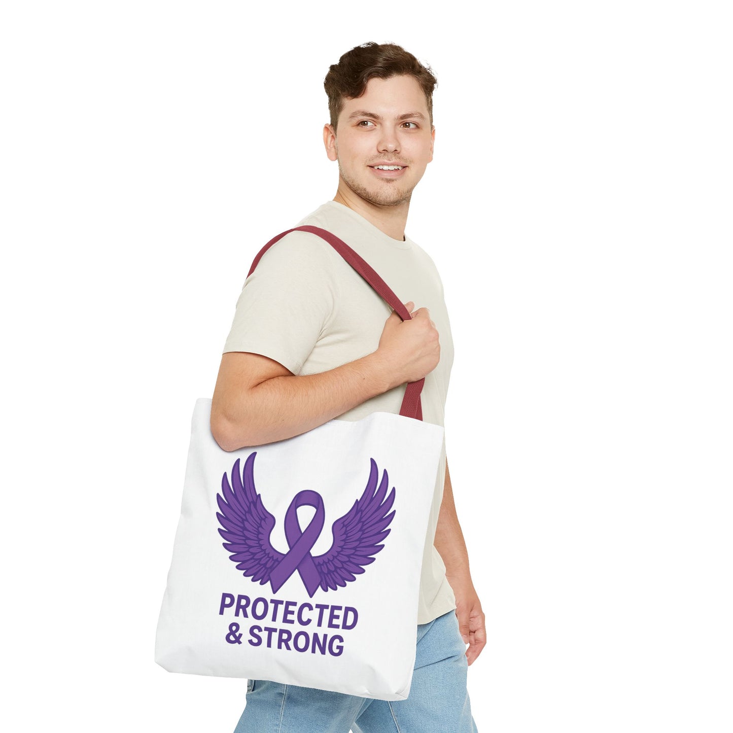 Protected and Strong Awareness Tote Bag, Eco-Friendly Shoulder Bag, Reusable Grocery Bag, Canvas Shopping Tote, Gift for Activists,