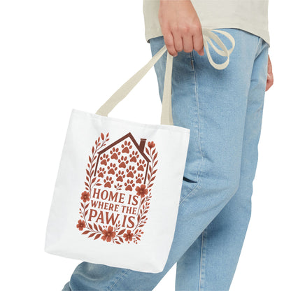 Home is Where the Paw Is Tote Bag | Pet Lover Gift, Floral Design, Animal Lover Accessory, Eco-Friendly Shopping Bag, Dog Mom Tote