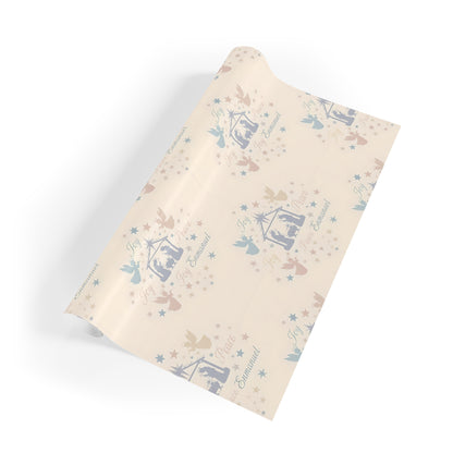Nativity Scene Pattern Wrapping Paper Roll | Religious Christmas Gift Wrap