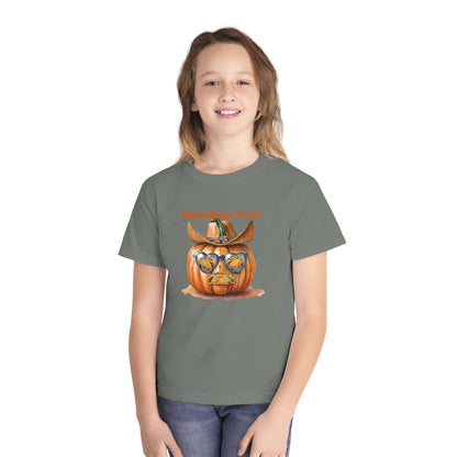 Whimsical Fall Youth Tee - Gourd Bless Tacos, Halloween Shirt, Kids Autumn Apparel, Thanksgiving Humor Top, Funny Seasonal Gift