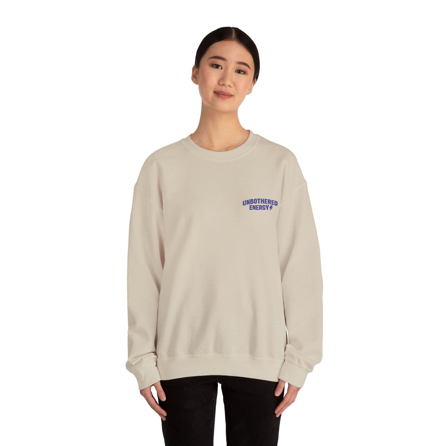 Unbothered Energy embroidered crewneck sweatshirt | left chest