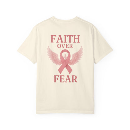 Faith Over Fear Angel Wings T-shirt, Breast Cancer Awareness Tee, Unisex Shirt, Religious Gift, Inspirational Clothing