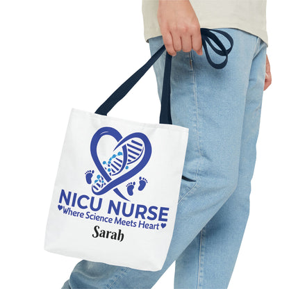 NICU Nurse Tote Bag, Science Meets Heart Bag, Gift for Nurses, Healthcare Tote, Personalized Nurse Gift
