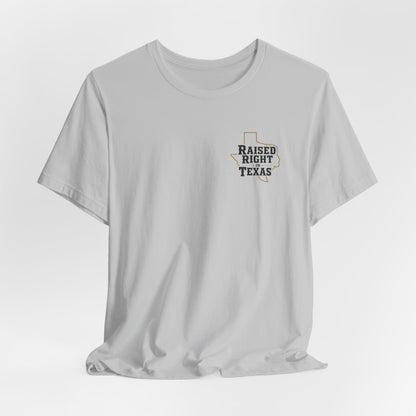 Raised Right in Texas T-Shirt | Texas Outline, Typographic Western Design