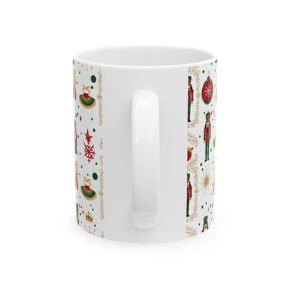 Nutcracker Pattern Mug | Christmas Holiday Ceramic Mug